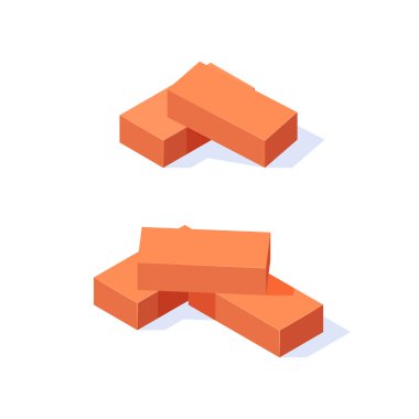 Düz biçimli Brick izometrik simgeleri, vektör