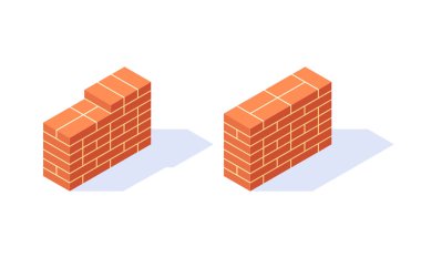 Düz biçimli vektör izometrik masonluk ögeleri