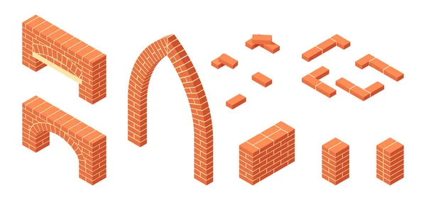 Vector isometric masonry items in flat style — ストックベクタ