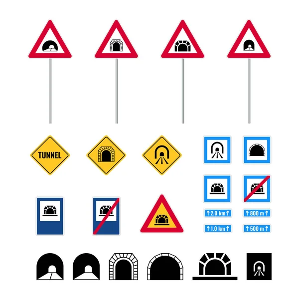 Tunneltegn. Sæt vejskilte, vektor – Stock-vektor