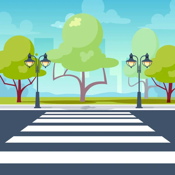 Crosswalk σε προοπτική άποψη σε επίπεδο στυλ — Διανυσματικό Αρχείο