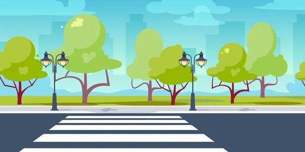 Crosswalk in perspective view in flat style — ストックベクタ