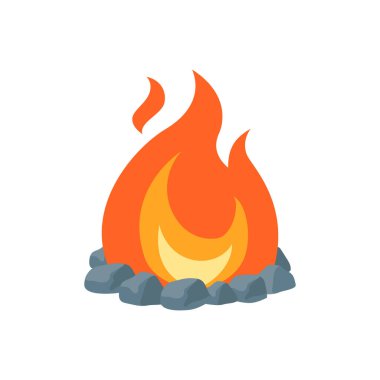 Düz biçimli basit vektör alev simgesi