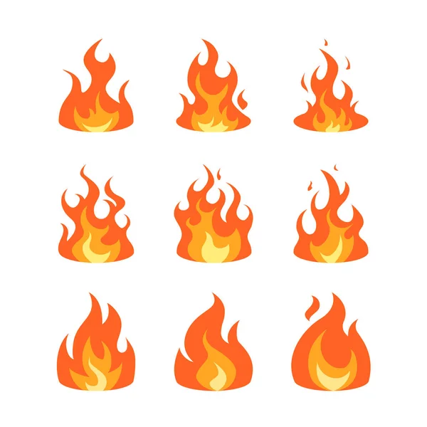 Icônes de flamme vectorielles simples dans un style plat — Image vectorielle