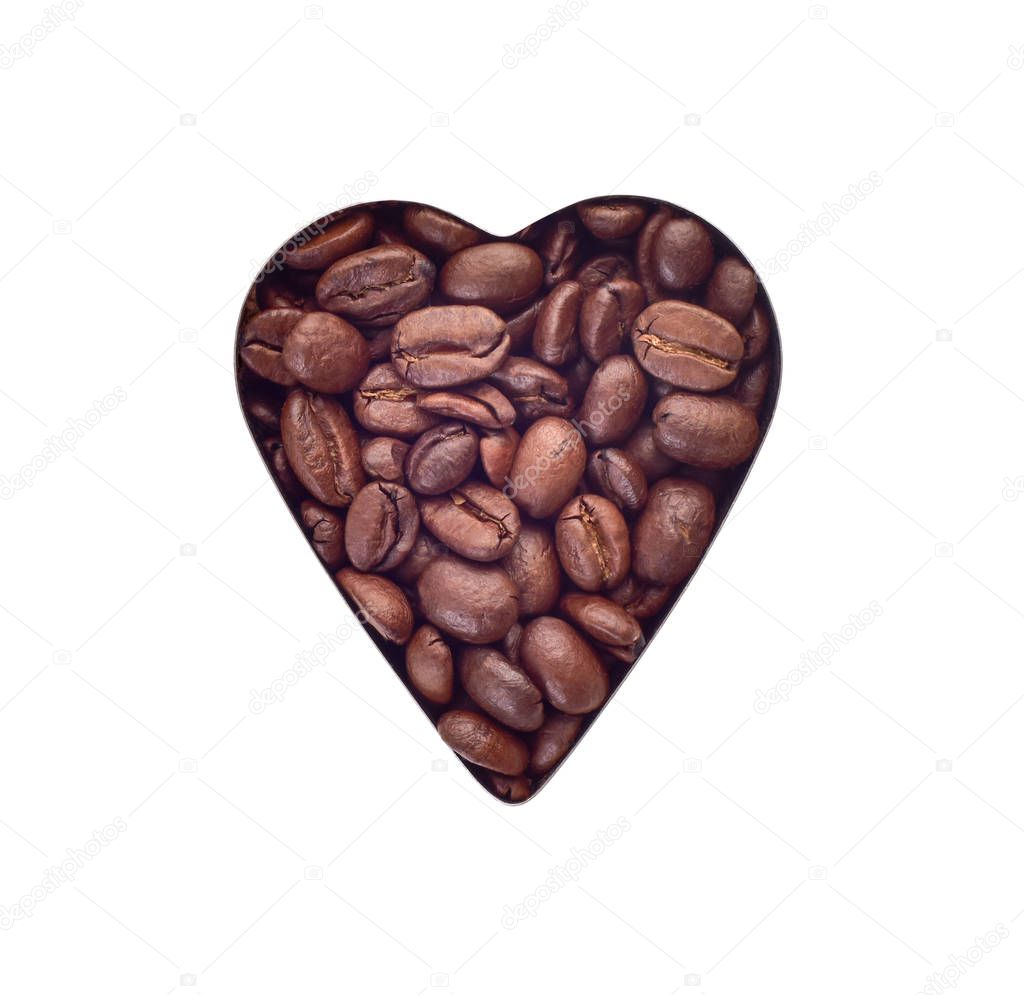 coffee beans in the form of heart