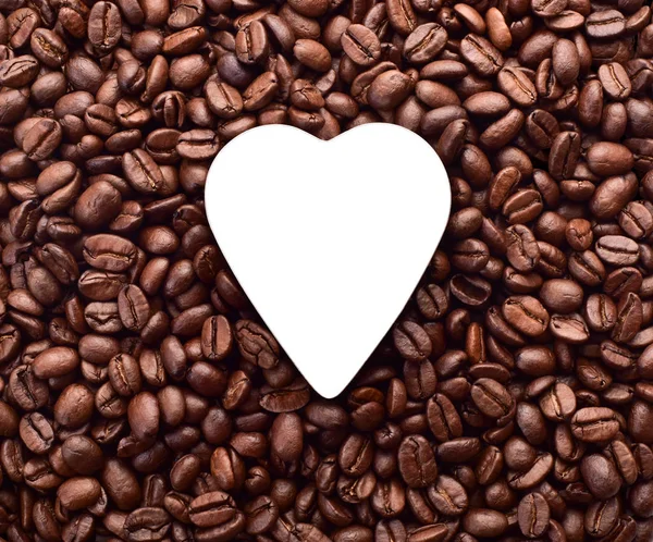 Coffee Beans White Heart — Stock Photo, Image