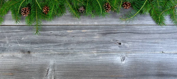 Vista Aérea Ramas Abeto Navideño Reales Madera Envejecida — Foto de Stock