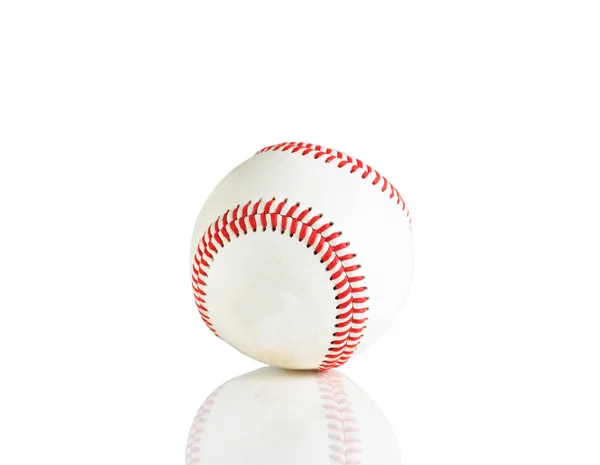 Baseball Isoliert Auf Weißem Hintergrund Mit Reflexion — Stockfoto