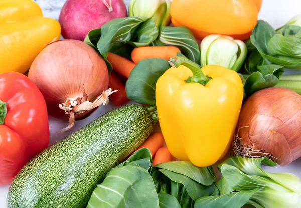 Gefüllter Rahmen Aus Bio Gemüse Für Gesundes Ernährungskonzept — Stockfoto