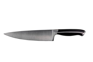 Saf beyaz arka plan üzerinde izole yeni çelik mutfak bıçağı 