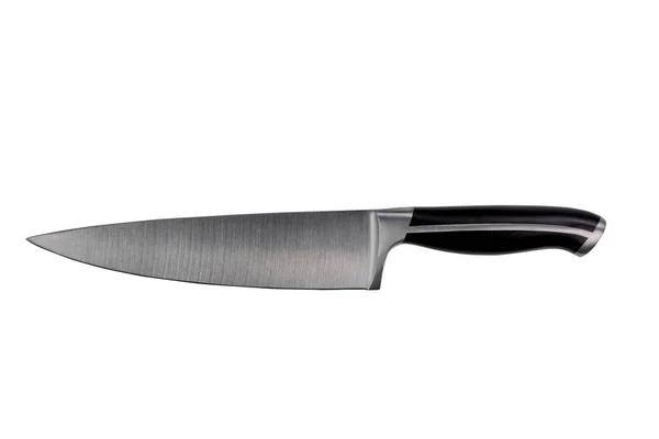 Nuevo cuchillo de cocina de acero aislado sobre fondo blanco puro —  Fotos de Stock