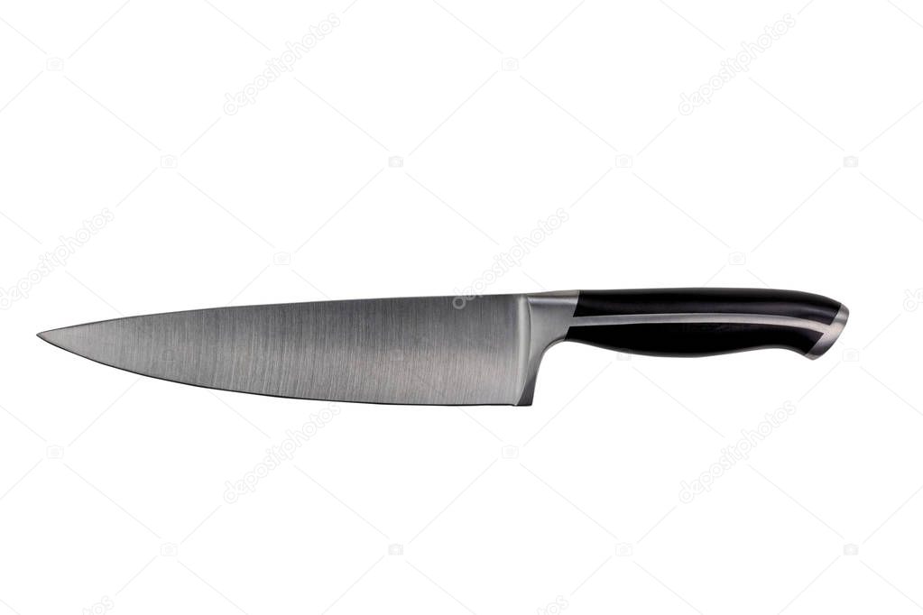 New steel kitchen knife isolated on pure white background 