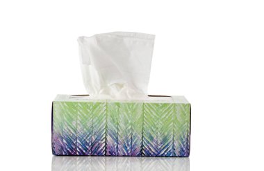 Yansıma ile saf beyaz arka planda izole doku kutusu