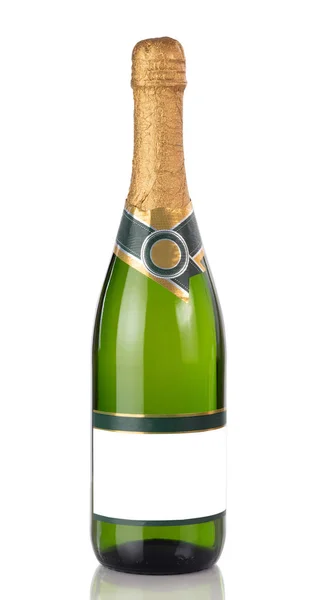 Bottle of Champagne isolated on a white background with reflecti — Stock Photo, Image