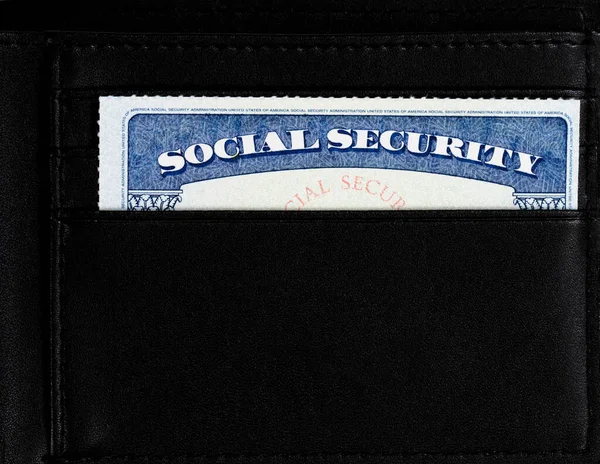 Tarjeta Del Seguro Social Los Estados Unidos Dentro Cartera Cuero — Foto de Stock