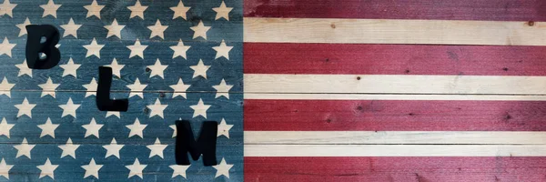 Blm Mayúsculas Estados Unidos Bandera Madera Vintage Para Vida Los — Foto de Stock