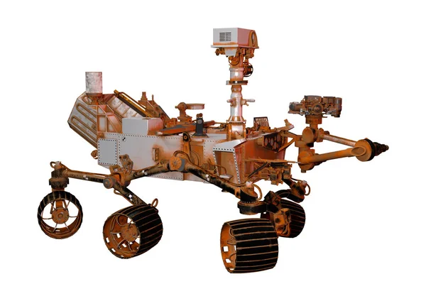 Renderowania Mars Rover Miejsca Pojazdu Białym Tle — Zdjęcie stockowe