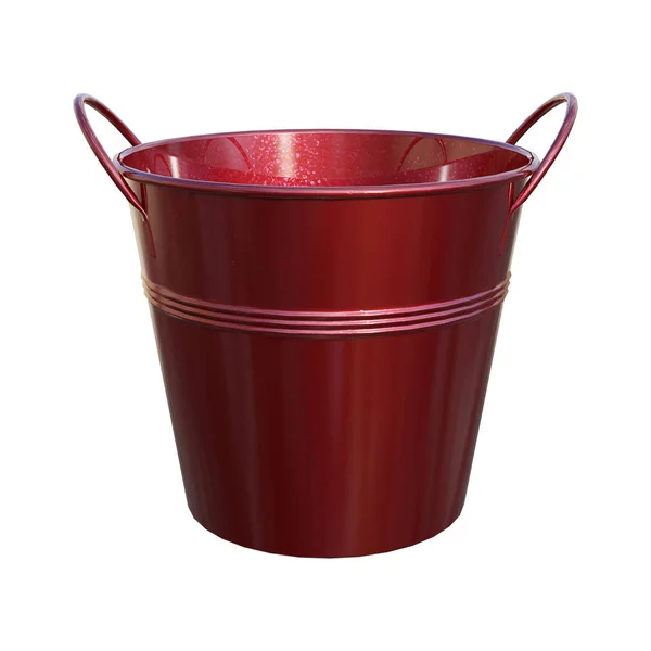 Rendering Empty Red Bucket Isolated White Background — Stock Photo, Image