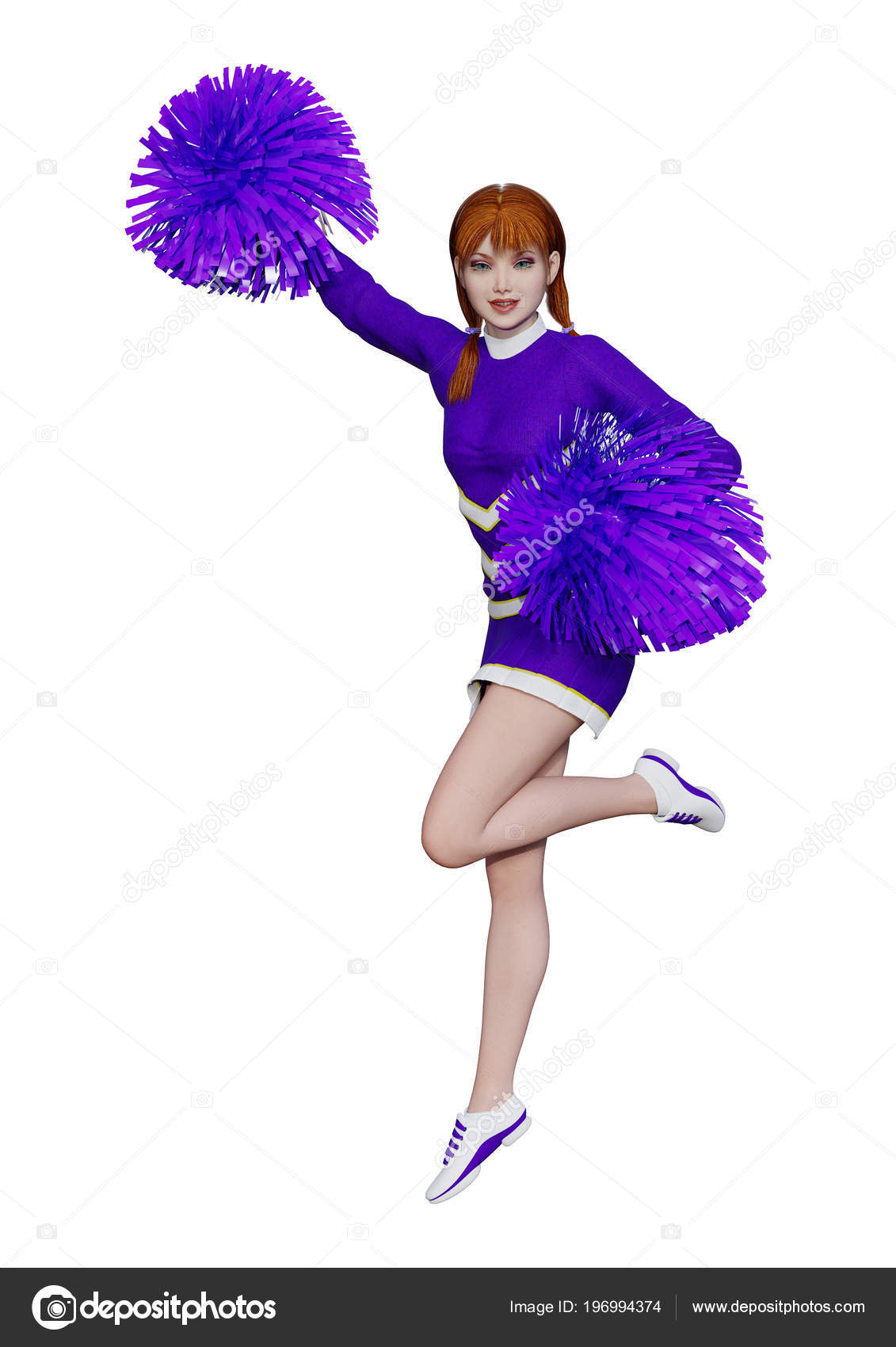 3d Rendering Of A Young Cheerleader With Pompoms Isolated On White Background Photo By 3d Rendering Of A Young Cheerleader With Pompoms Isolated On White Background Photo By