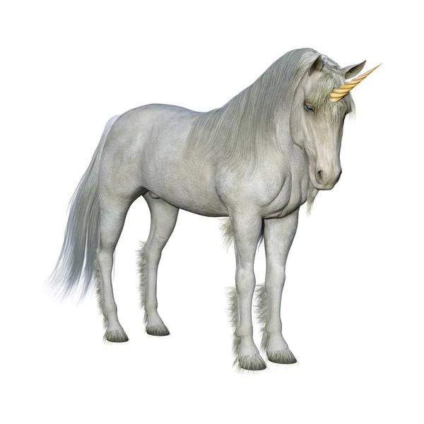 Rendering Unicorno Bianco Fiaba Isolato Sfondo Bianco — Foto Stock