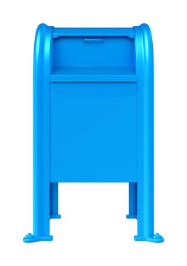 Beyaz arka plan üzerinde izole mavi bir postbox 3D render