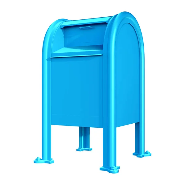 Rendering Blue Postbox Isolated White Background — Stock Photo, Image