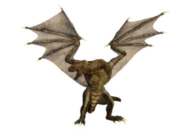 Beyaz arka plan üzerinde izole bir peri masalı ejderha 3D render