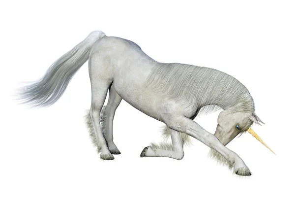 Rendering Unicorno Bianco Fiaba Isolato Sfondo Bianco — Foto Stock