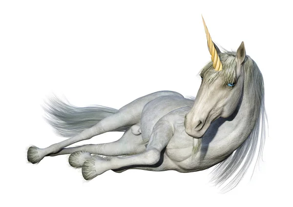 Rendering Unicorno Bianco Fiaba Isolato Sfondo Bianco — Foto Stock