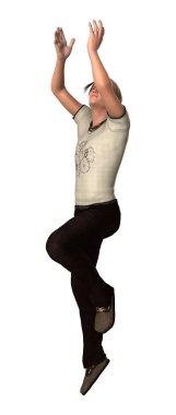 Beyaz arka planda izole edilmiş bir gencin 3D görüntüsü