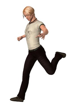 Beyaz arka planda izole edilmiş bir gencin 3D görüntüsü