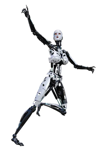 Rendering Robot Femmina Isolato Sfondo Bianco — Foto Stock