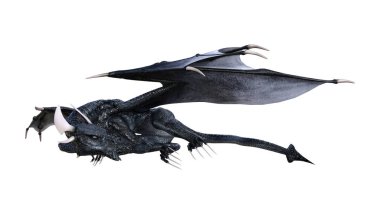 Beyaz arka plan üzerinde izole bir peri masalı ejderha 3D render