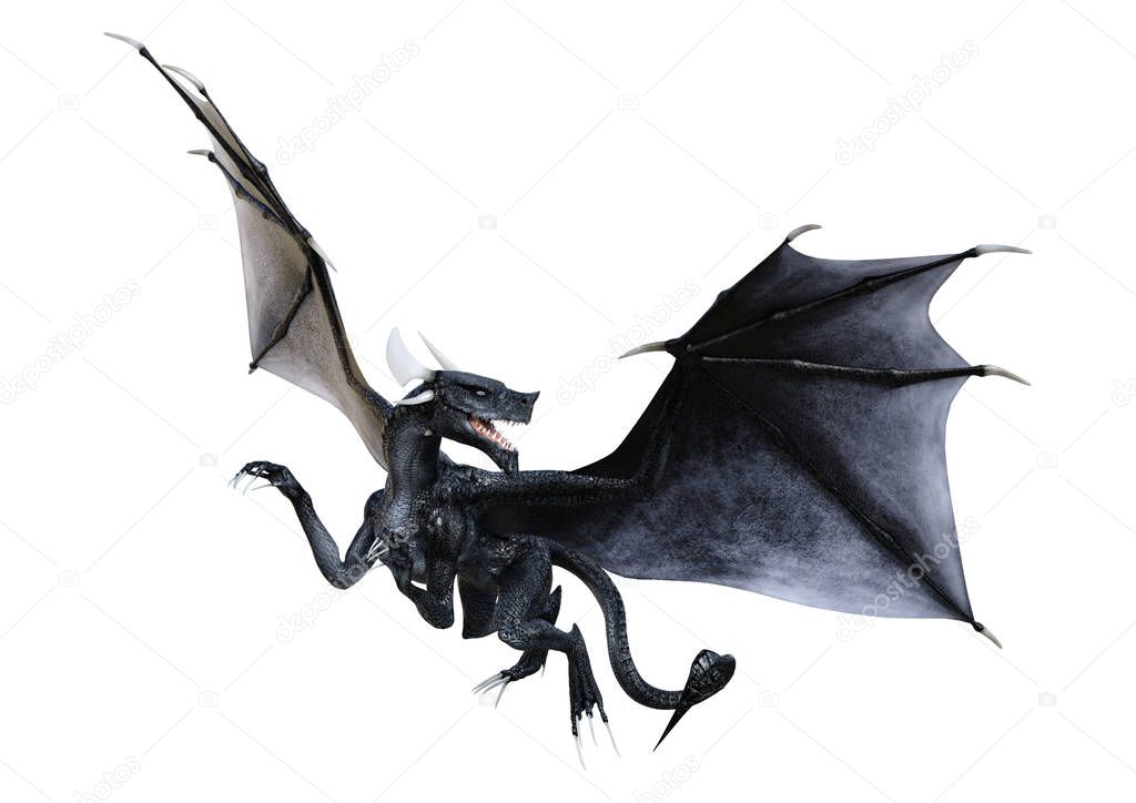 3D rendering of a fairy tale dragon isolated on white background