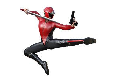 Beyaz arka plan üzerinde izole erkek bir süper kahraman 3D render