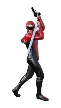 Beyaz arka plan üzerinde izole erkek bir süper kahraman 3D render