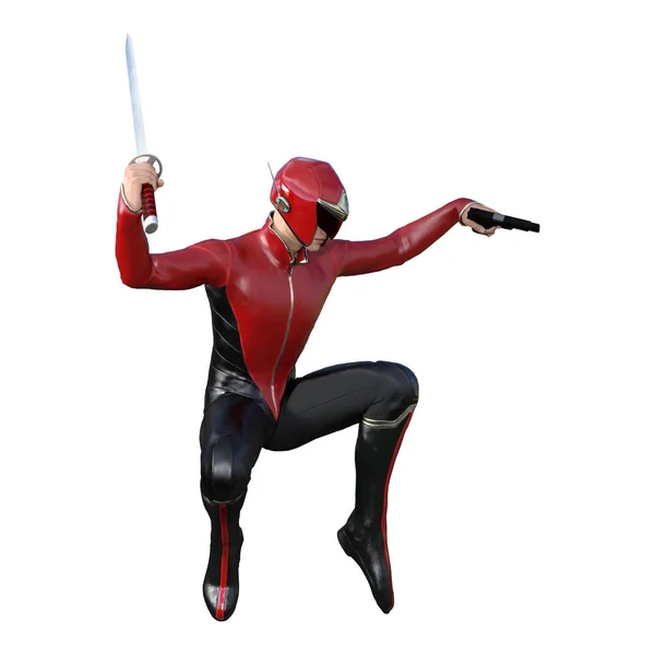 Rendering Male Superhero Isolated White Background — Stock Photo, Image