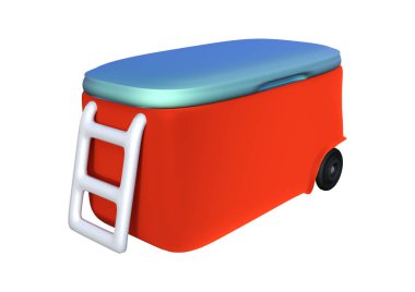 Beyaz arka plan üzerinde izole kırmızı bir serin 3D render