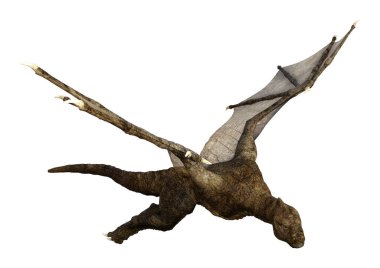 Beyaz arka plan üzerinde izole bir peri masalı ejderha 3D render