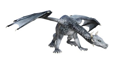 Beyaz arka plan üzerinde izole bir peri masalı ejderha 3D render