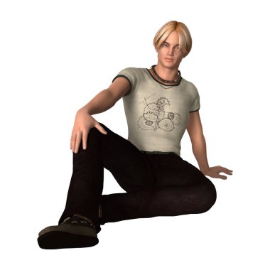 Beyaz arka planda izole edilmiş bir gencin 3D görüntüsü