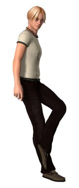 Beyaz arka planda izole edilmiş bir gencin 3D görüntüsü