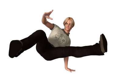 Beyaz arka planda izole edilmiş bir gencin 3D görüntüsü