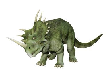 3D rendering of a dinosaur Styracosaurus or spiked lizard, a genus of herbivorous ceratopsian dinosaur from the Cretaceous Period (Campanian stage) isolated on white backround clipart