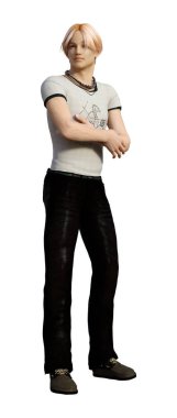 Beyaz arka planda izole edilmiş bir gencin 3D görüntüsü