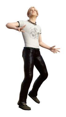 Beyaz arka planda izole edilmiş bir gencin 3D görüntüsü