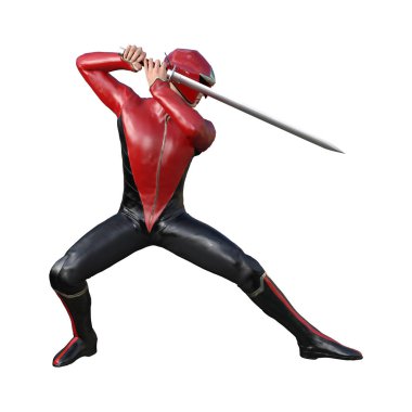 Beyaz arka plan üzerinde izole erkek bir süper kahraman 3D render