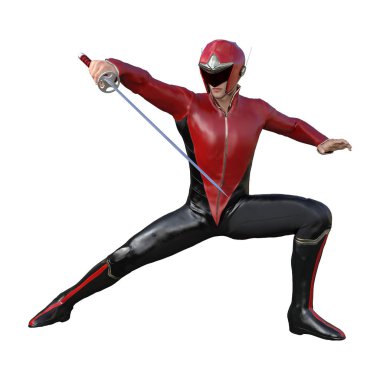 Beyaz arka plan üzerinde izole erkek bir süper kahraman 3D render