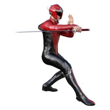 Beyaz arka plan üzerinde izole erkek bir süper kahraman 3D render