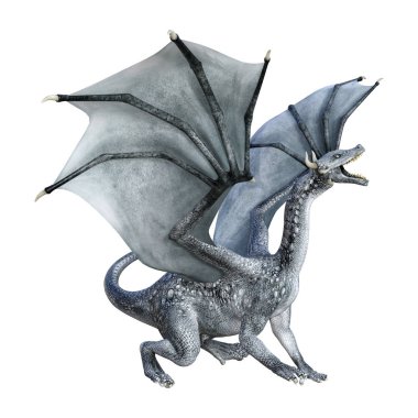 Beyaz arka plan üzerinde izole bir peri masalı ejderha 3D render